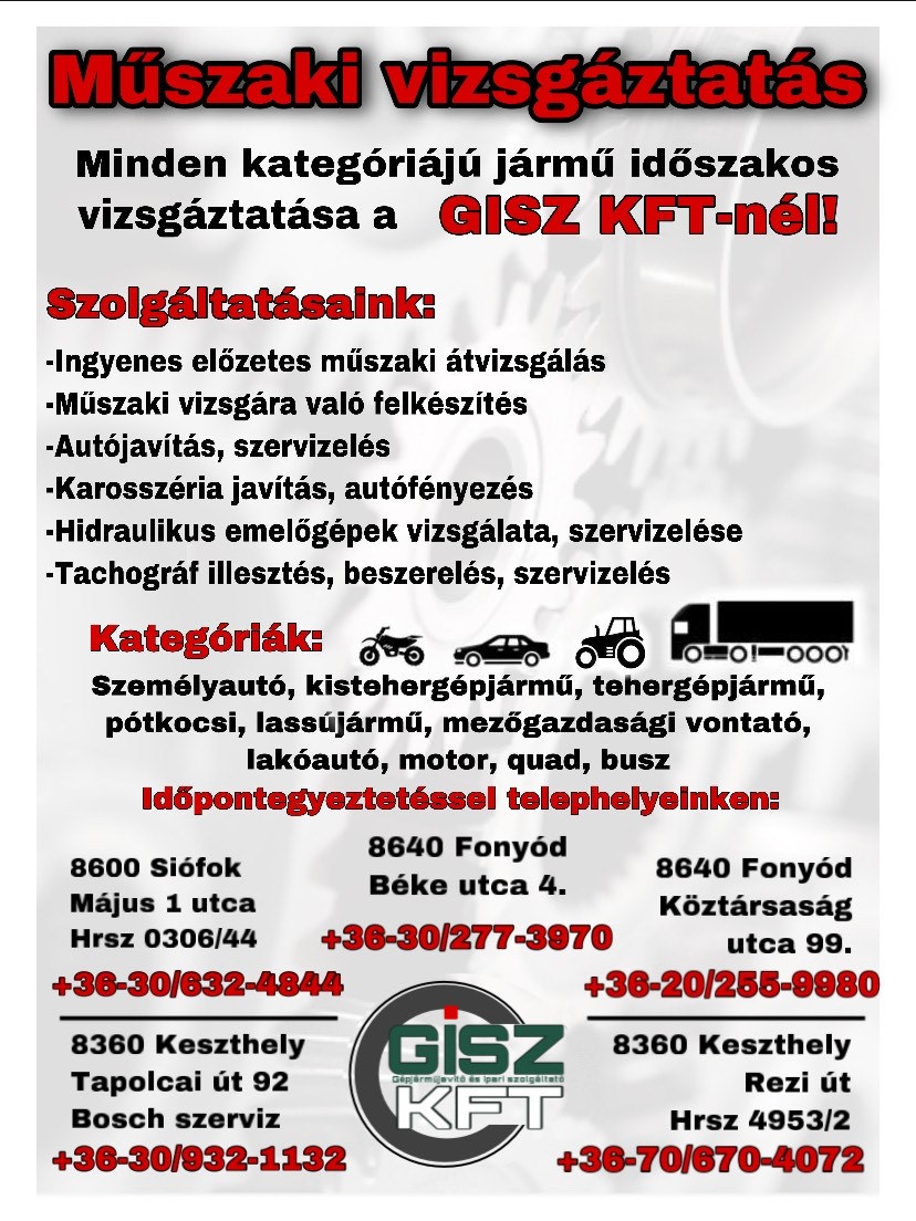 muszaki vizsgaztatas siofok